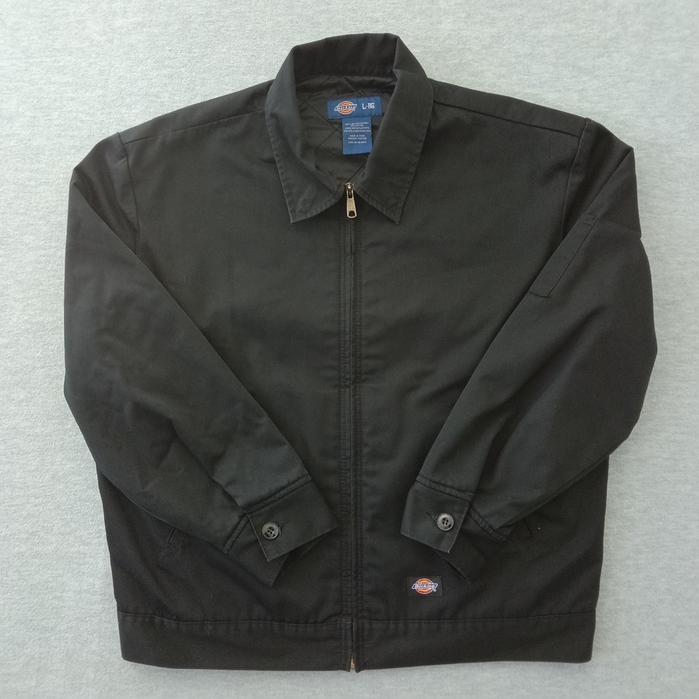 Dickies Mens Eisenhower Jacket Black Quilted Lined Workwear Utility Coat Large
